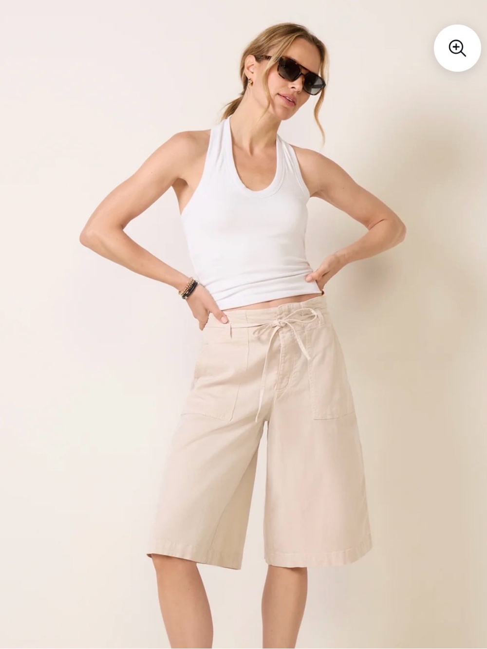 Splendid Beige Long Drawstring Shorts - Picture 2 of 7
